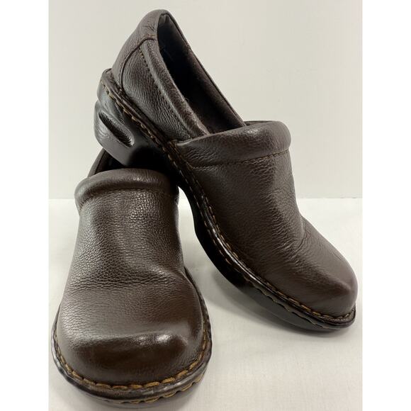 b.ø.c Born Concept Peggy Brown Leather Slip-On Comfort Clogs Women’s Sz 8 BC6632 - Picture 1 of 12